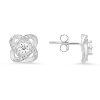 Kylie Harper Women's Diamond Cz Love Knot Stud Earrings In Sterling Silver In Metallic