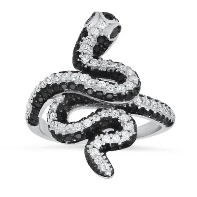 Kylie Harper Women's Diamond Cz Statement Snake Ring In Sterling Silver In Metallic