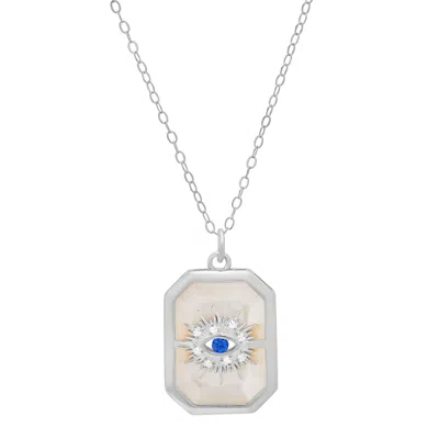 Kylie Harper Women's Genuine Mother Of Pearl Evil Eye Medallion Pendant In Sterling Silver In Metallic