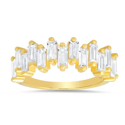 Kylie Harper Women's Gold Abstract Baguette-cut Diamond Cz Ring