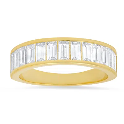 Kylie Harper Women's Gold Baguette Cut Diamond Cz Band Ring