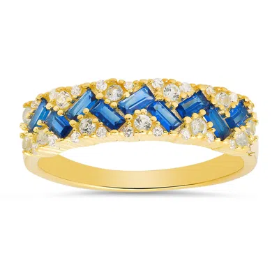 Kylie Harper Women's Gold Baguette-cut Sapphire Band Ring