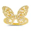 Kylie Harper Women's Gold Baguette Diamond Cz Butterfly Ring In Gold