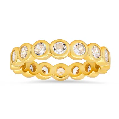 Kylie Harper Women's Gold Bezel-set Diamond Cz Eternity Band Ring