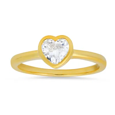 Kylie Harper Women's Gold Bezel Set Diamond Cz Heart Ring