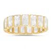 Kylie Harper 14k Gold Over Silver Bezel-set Emerald-cut Cz Eternity Band Ring In Gold