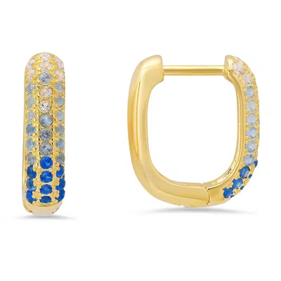 Kylie Harper Women's Gold Blue Ombre Pave Hoop Earrings