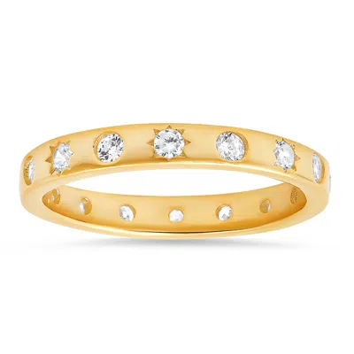 Kylie Harper Women's Gold Celestial Diamond Cz Stackable Eternity Band Ring