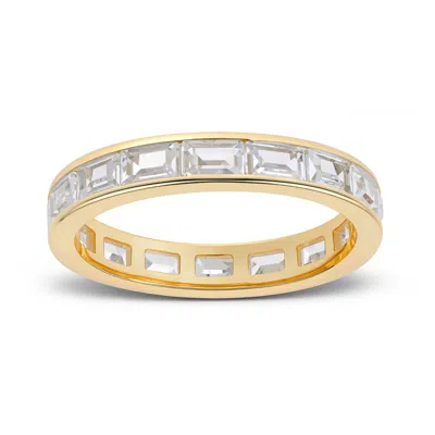 Kylie Harper Women's Gold Channel-set Baguette Diamond Cz Eternity Band Ring