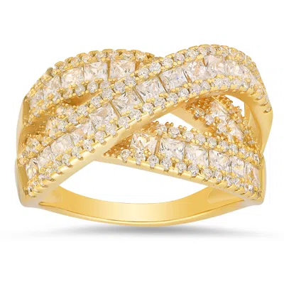 Kylie Harper Women's Gold Crossover Highway Statement Ring
