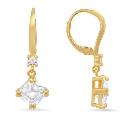 Kylie Harper Women's Gold Dangling Asscher Cut Diamond Cz Earrings