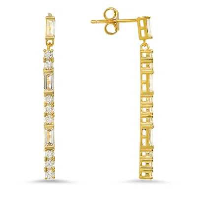 Kylie Harper Women's Gold Dangling Bar Diamond Cz Earrings
