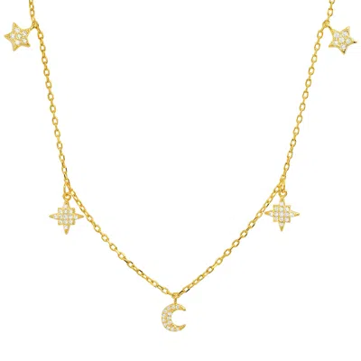 Kylie Harper Women's Gold Dangling Celestial Charm Necklace