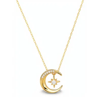 Kylie Harper Women's Gold Dangling Moon & Star Pendant Necklace