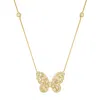 Kylie Harper Women's Gold Diamond Cz Baguette Butterfly Station Necklace In Gold