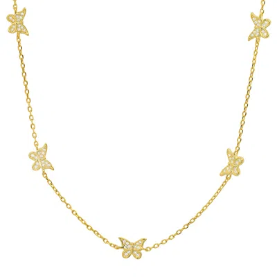 Kylie Harper Women's Gold Diamond Cz Butterfly Station Necklace