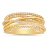 Kylie Harper Women's Gold Diamond Cz Crossover Statement Ring