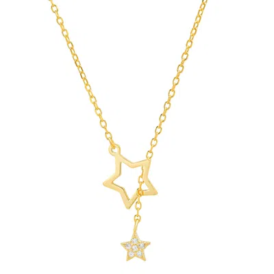Kylie Harper Women's Gold Diamond Cz Dangling Stars Lariat Y Necklace