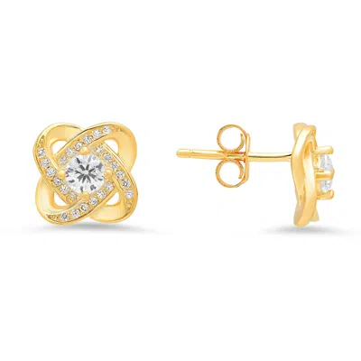 Kylie Harper Women's Gold Diamond Cz Love Knot Stud Earrings