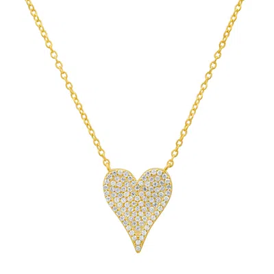 Kylie Harper Women's Gold Elongated Diamond Cz Heart Necklace