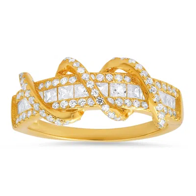 Kylie Harper Women's Gold Exotic Twist Diamond Cz Band Ring In Gray