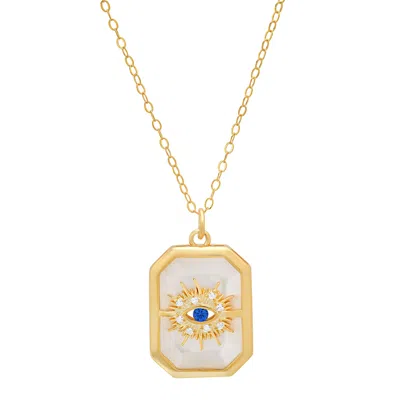 Kylie Harper Women's Gold Genuine Mother Of Pearl Evil Eye Medallion Pendant