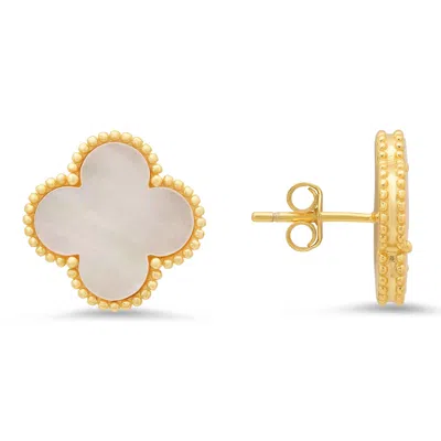 Kylie Harper Women's Gold Mother Of Pearl Clover Earrings