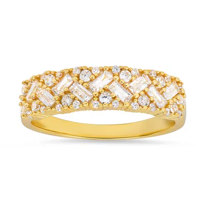 Kylie Harper Women's Gold Multi Cut Diamond Cz Band Ring