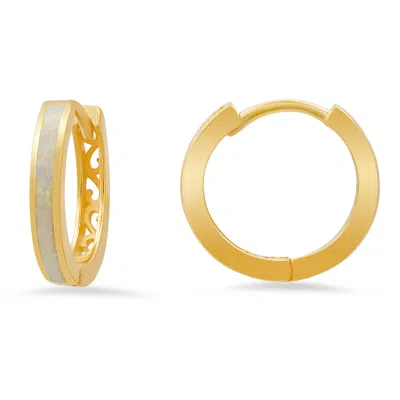 Kylie Harper 14k Gold Over Gold Over Silver Opal Filigree Hoop Earrings In Gold Tone
