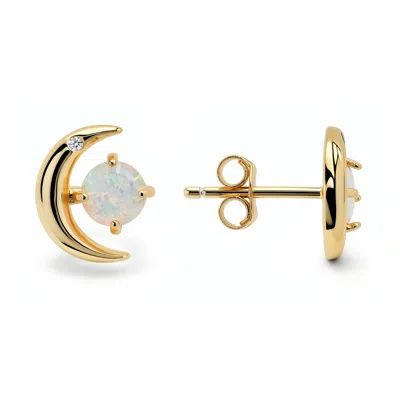 Kylie Harper Women's Gold Opal Sun & Moon Celestial Stud Earrings