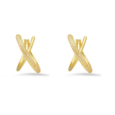 Kylie Harper Women's Gold Pave X Hoop Earrings