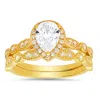 Kylie Harper Women's Gold Pear Cut Diamond Cz Stackable Ring Set In Gold
