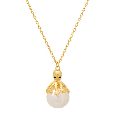 Kylie Harper Women's Gold Pearl Octopus Pendant Necklace