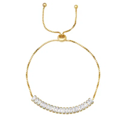 Kylie Harper Women's Gold Petite Baguette-cut Diamond Cz Adjustable Bracelet