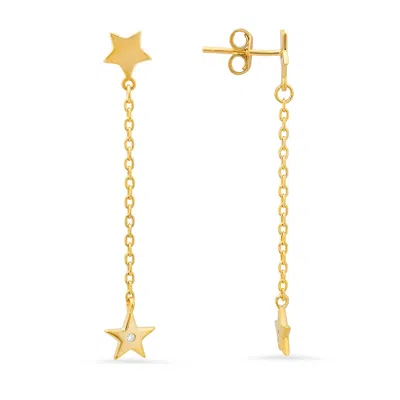 Kylie Harper Women's Gold Petite Dangling Stars Diamond Cz Earrings