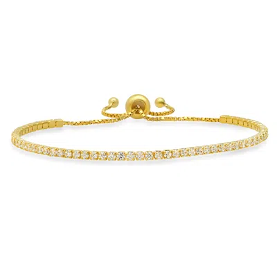 Kylie Harper Women's Gold Petite Diamond Cz Adjustable Tennis Bracelet