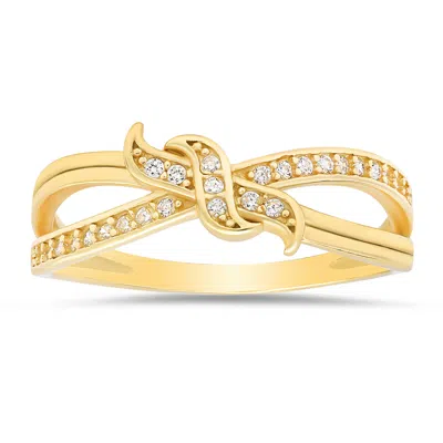Kylie Harper Women's Gold Petite Diamond Cz Love Knot Ring
