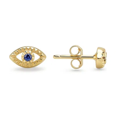 Kylie Harper Women's Gold Petite Diamond-cut Evil Eye Stud Earrings