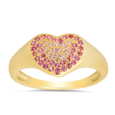 Kylie Harper Women's Gold Pink Sapphire Ombre Heart Ring