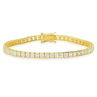 Kylie Harper Women's Gold Princess Cut Diamond Cz Tennis Bracelet