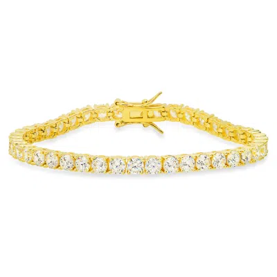 Kylie Harper 14k Gold Over Silver Round-cut Cubic Zirconia  Cz Tennis Bracelet - 7.25" In Gold-tone