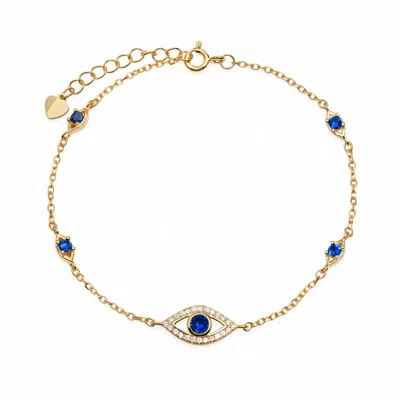 Kylie Harper Women's Gold Sapphire Evil Eye Station Bracelet