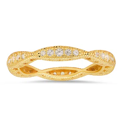Kylie Harper Women's Gold Stackable Vintage Swirl Eternity Band Ring