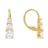 Kylie Harper Women's Gold Three Stone Diamond Cz Leverback Earrings In Gold