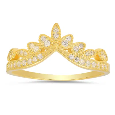 Kylie Harper Women's Gold Vintage Floral V Ring