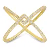Kylie Harper Women's Gold Zig-zag Crossover Diamond Cz Ring