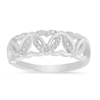 Kylie Harper Women's Interlocking Hearts Diamond Cz Ring In Sterling Silver In Metallic