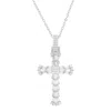 Kylie Harper Women's Luxurious Baguette-cut Diamond Cz Cross Pendant Necklace In Sterling Silver In Metallic