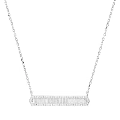 Kylie Harper Women's Luxurious Diamond Cz Bar Necklace In Sterling Silver In Metallic