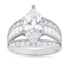 Kylie Harper Women's Marquise Cut Diamond Cz Cocktail Statement Ring In Sterling Silver In Silver